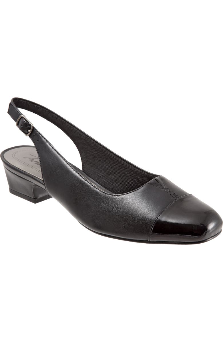 Trotters 'Dea' Slingback, Main, color, Black Leather / Black Patent