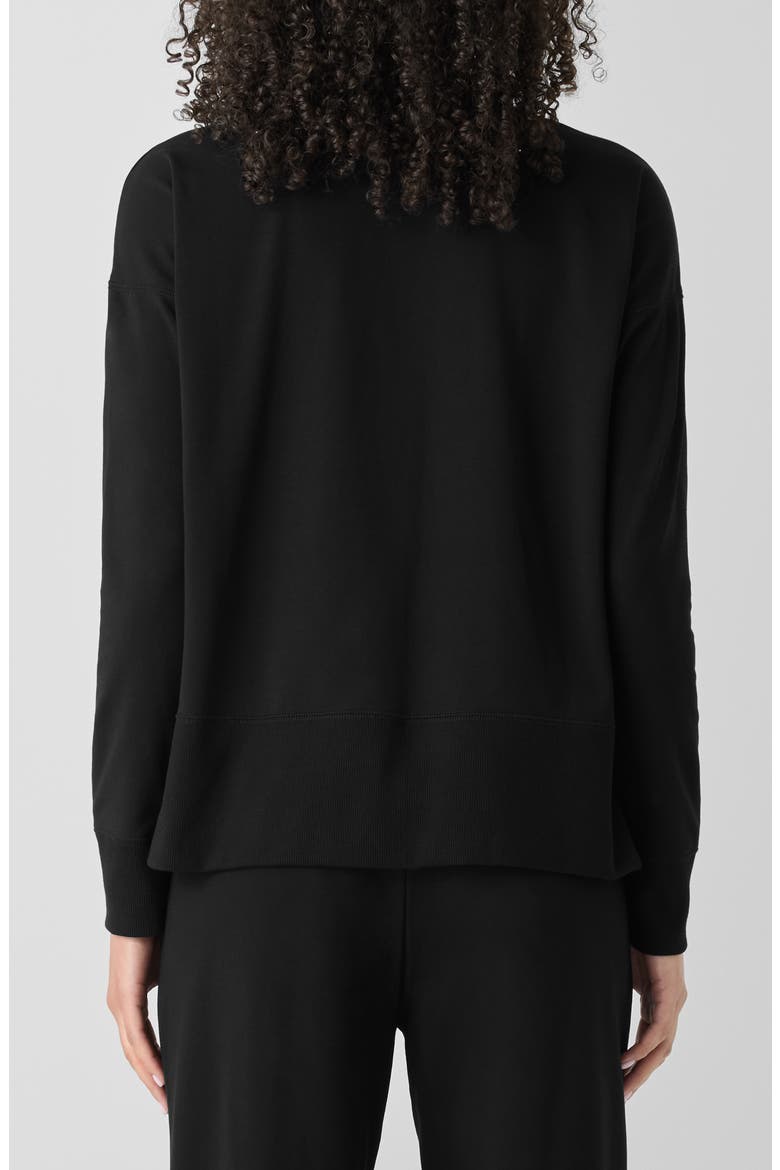 Crewneck Stretch Organic Cotton Knit Top, Alternate, color, BLACK