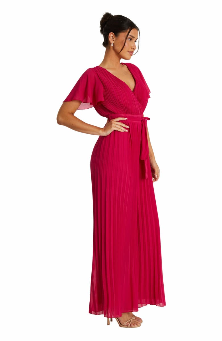 QUIZ Chiffon Pleated Palazzo Jumpsuit, Alternate, color, 
