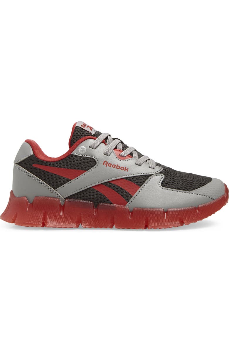 Reebok Kids' Zig 'N' Glow 2 Light-Up Sneaker, Alternate, color, Grey3/ Vectorred/ Grey5