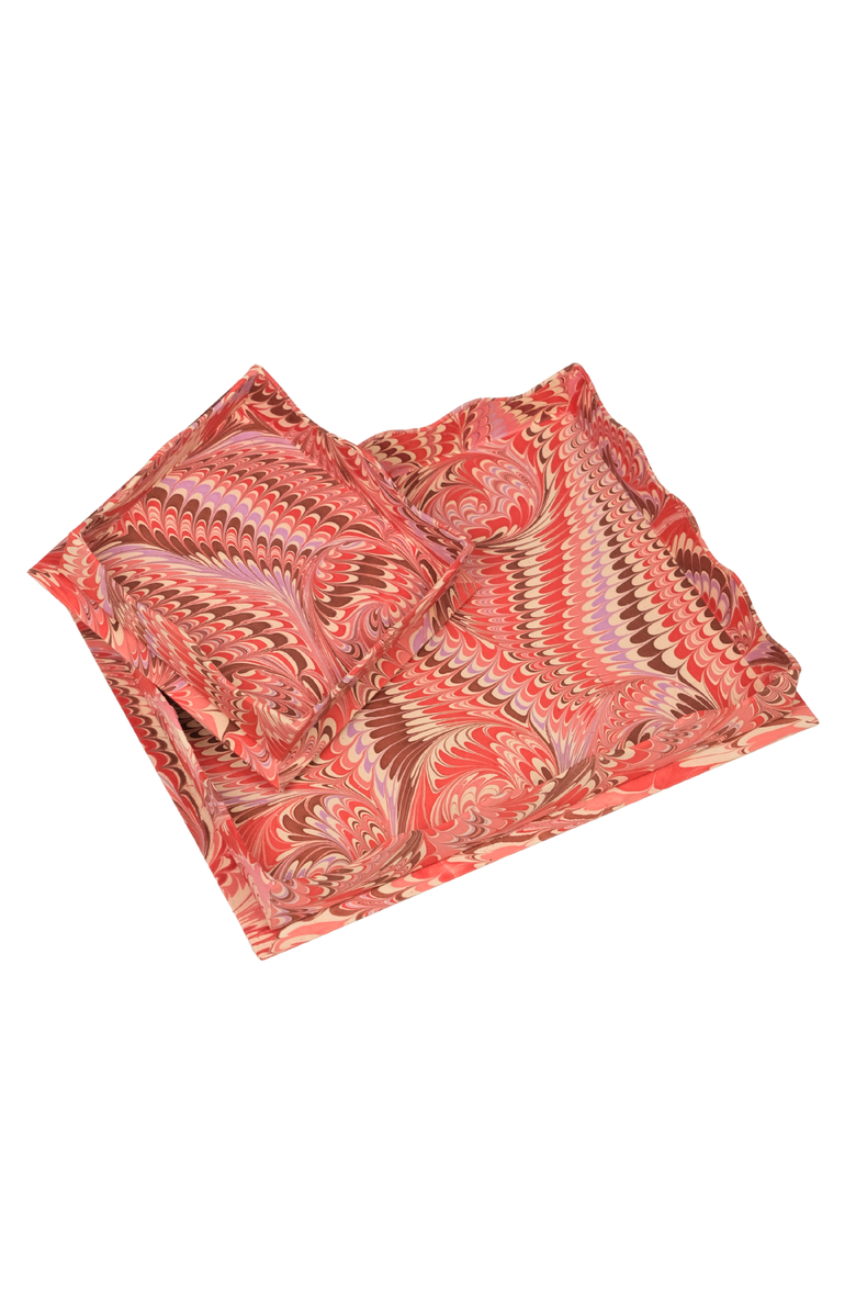 Inner Child Nesting Scalloped Hand-Marbled Tray - Set of 2, Main, color, Florentine Pink