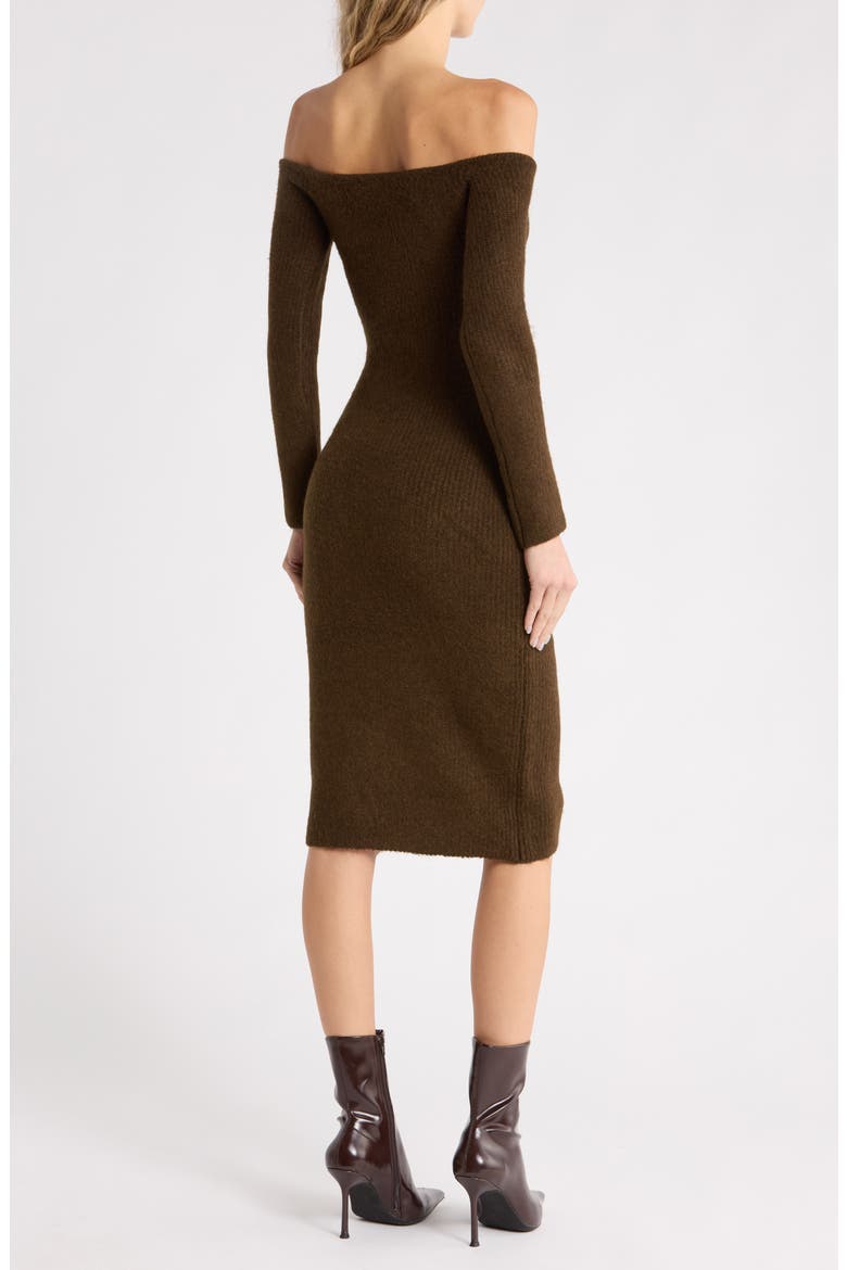 Nala Off the Shoulder Cutout Dress, Alternate, color, CHOCOLATE