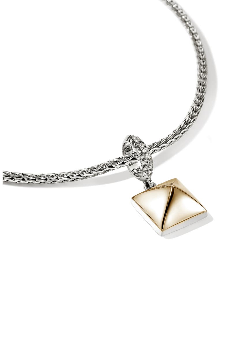 Icon Stud Pendant Necklace, 14K Gold, Sterling Silver, Diamonds, 2.5mm, Alternate, color, SILVER AND GOLD