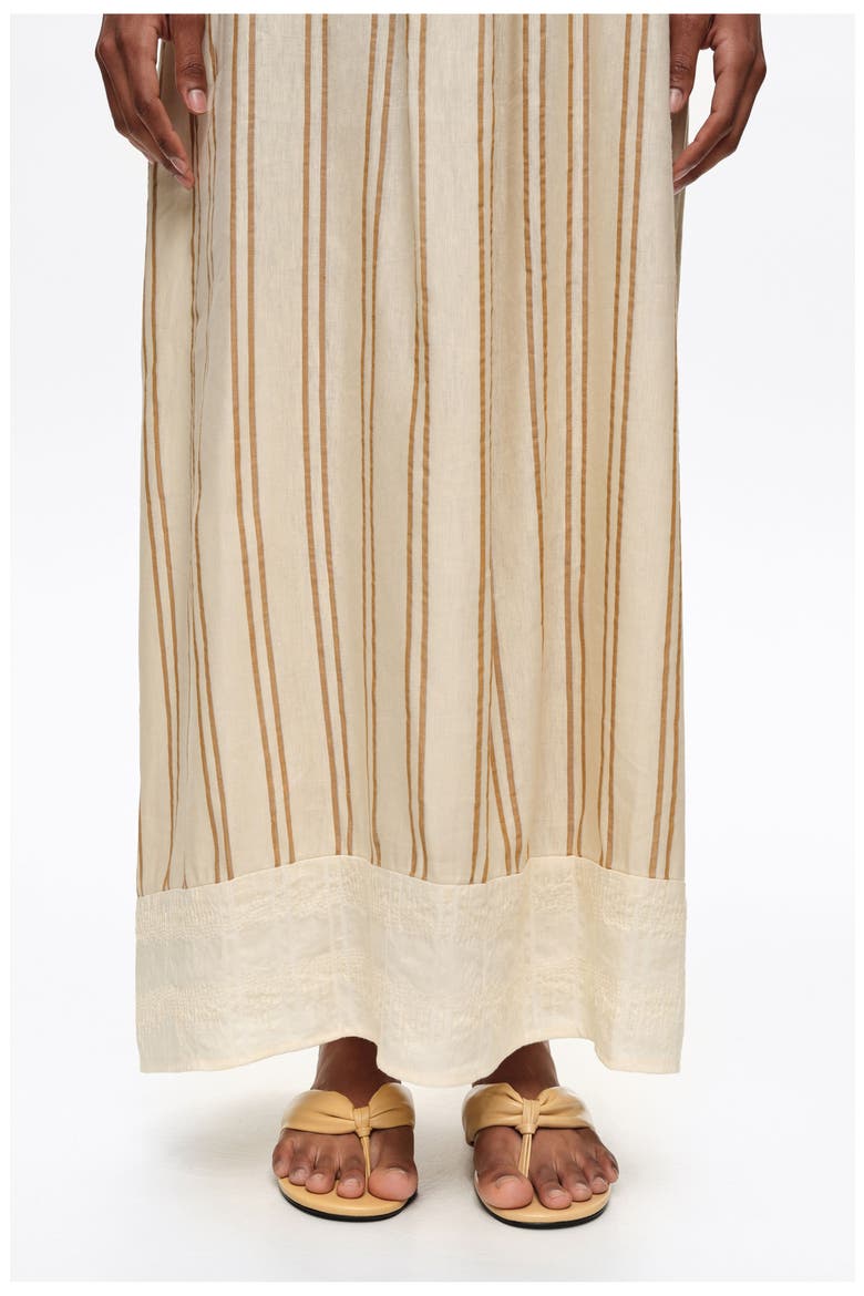 Striped Linen Midi Dress, Alternate, color, SAND