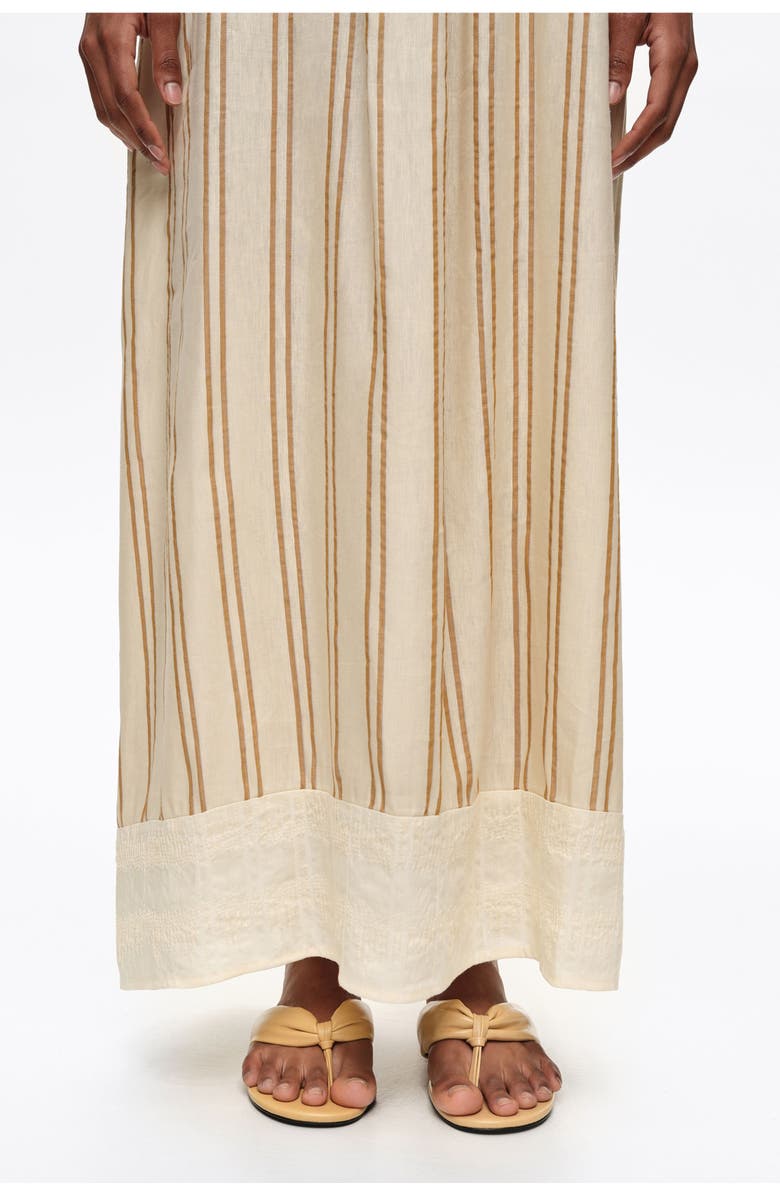 Bimba y Lola Striped Linen Midi Dress, Alternate, color, Sand