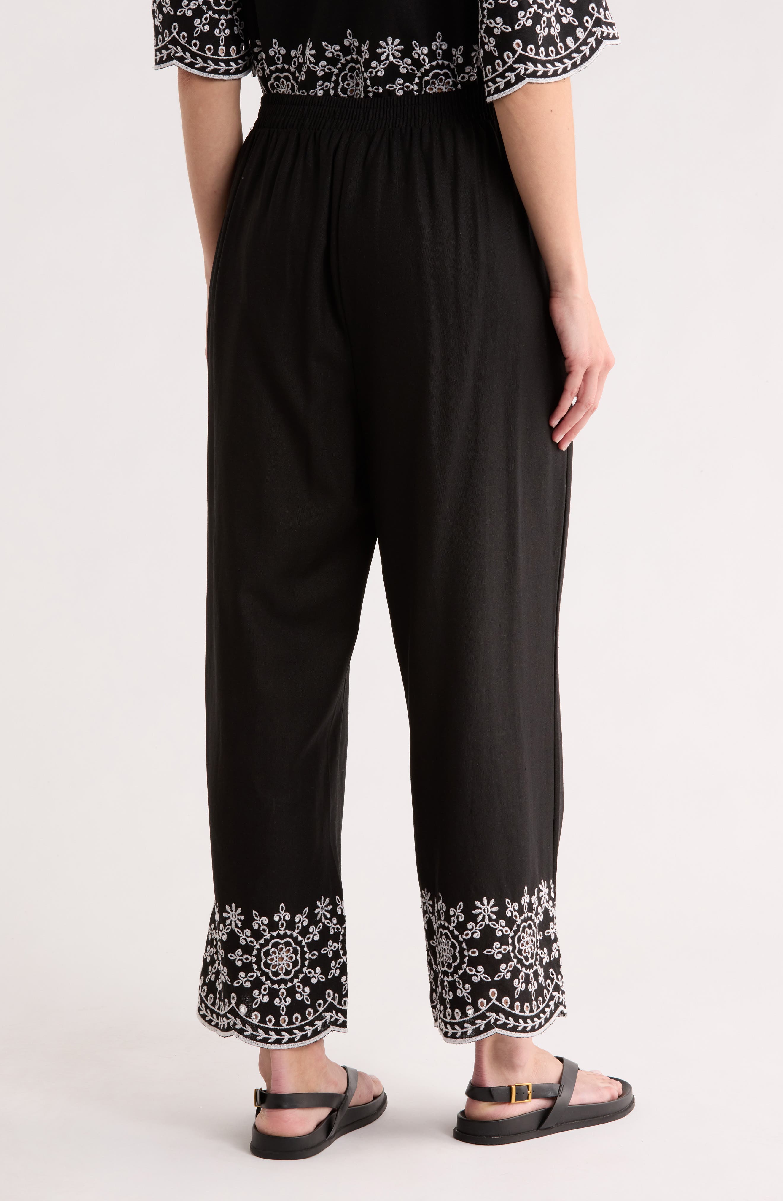 Embroidered Hem Crop Pants - image 2