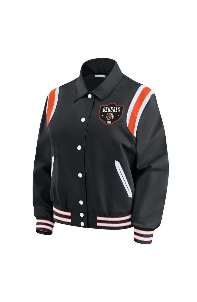 WEAR by Erin Andrews Women's WEAR by Erin Andrews Black Cincinnati Bengals Varsity Lightweight Full-Snap Jacket, Alternate, color, Black