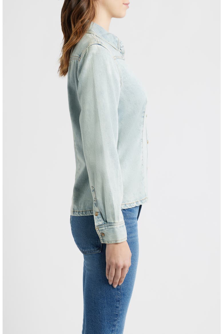 Taina Denim Snap-Up Western Shirt, Alternate, color, BLEACHED INDIGO