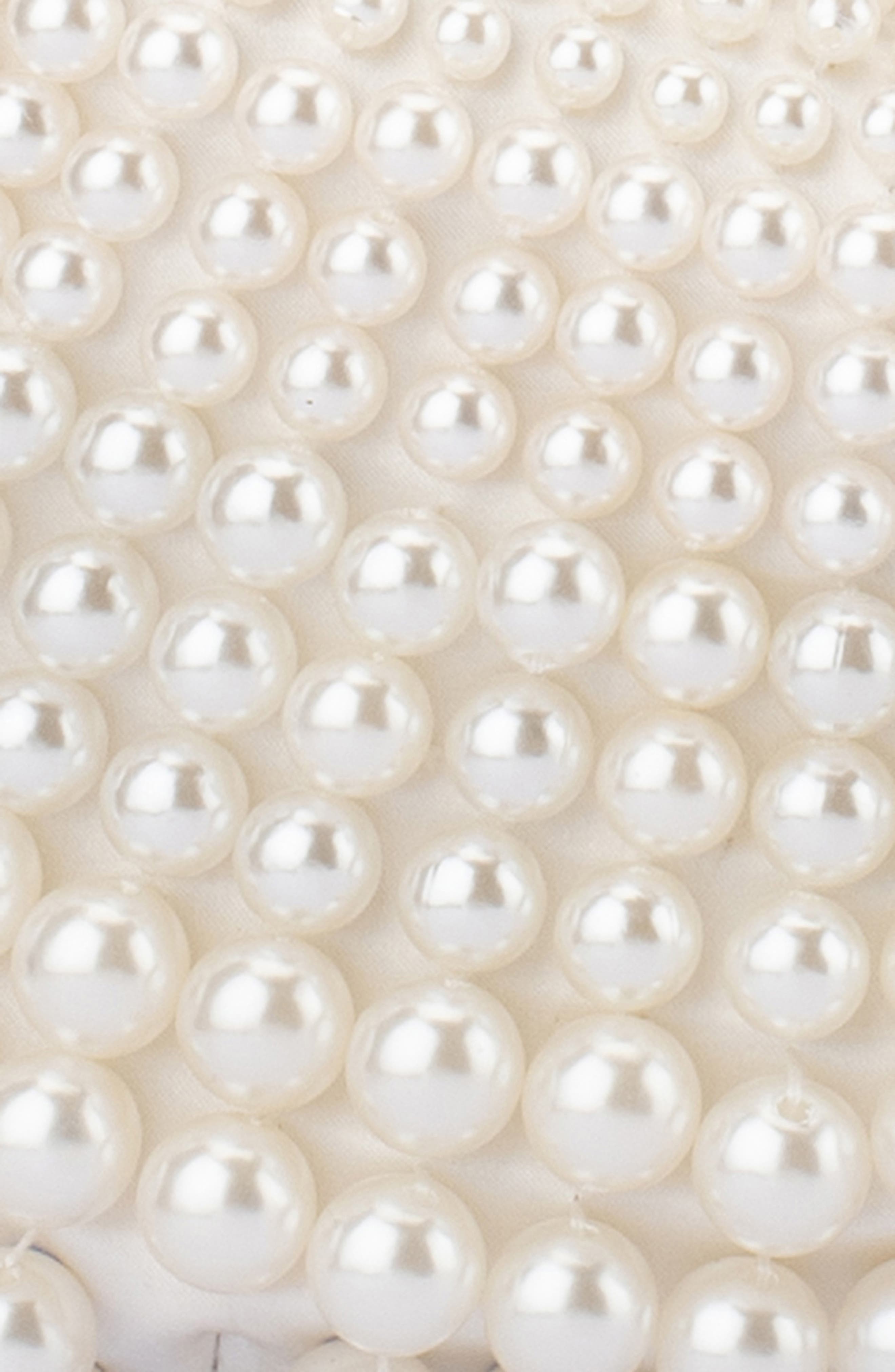 Olga Berg Pia Faux Pearl Croissant Bag, Alternate, color, Pearl