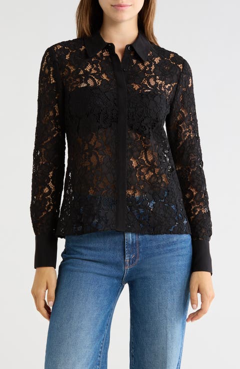 Maia Lace Button-Down Shirt