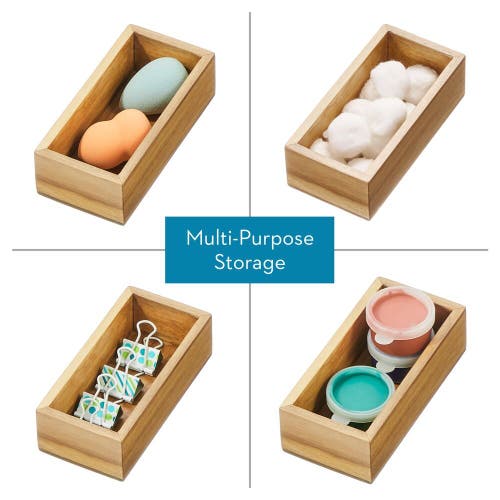 Idesign Acacia Wood Small Kitchen Drawer Organizer In Brown