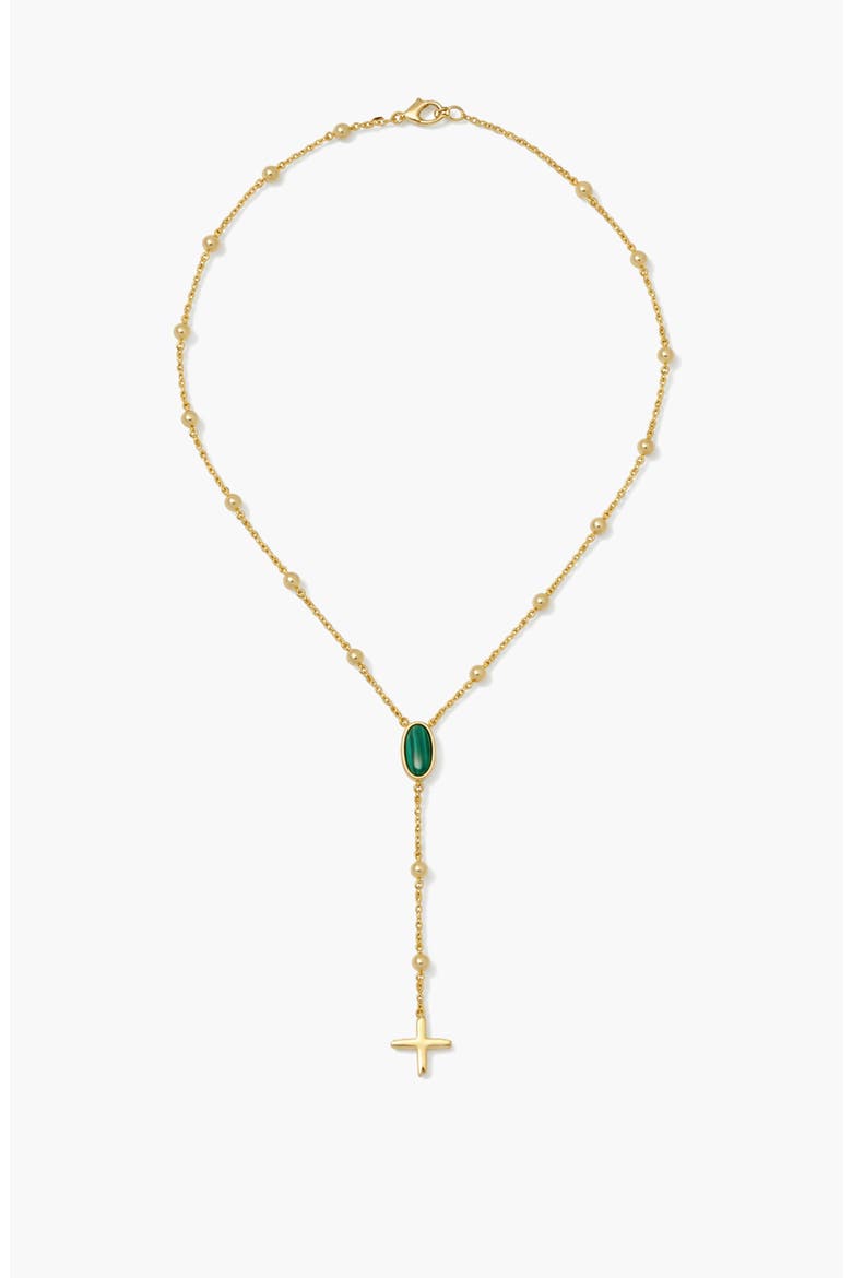 Rose Malachite Stone Necklace in Gold, Main, color, Gold