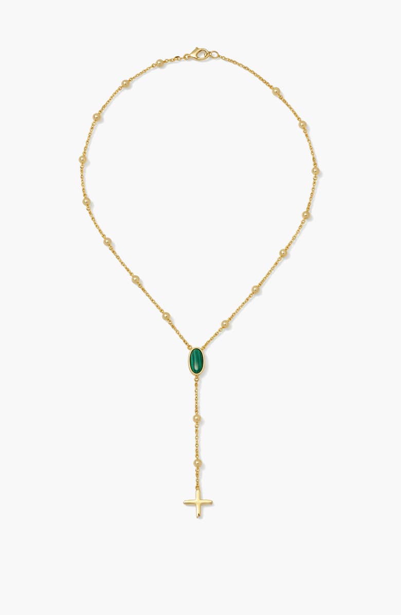 YOJ Rose Malachite Stone Necklace in Gold, Main, color, Gold