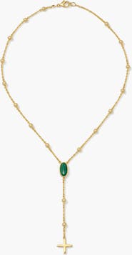 YOJ Rose Malachite Stone Necklace in Gold