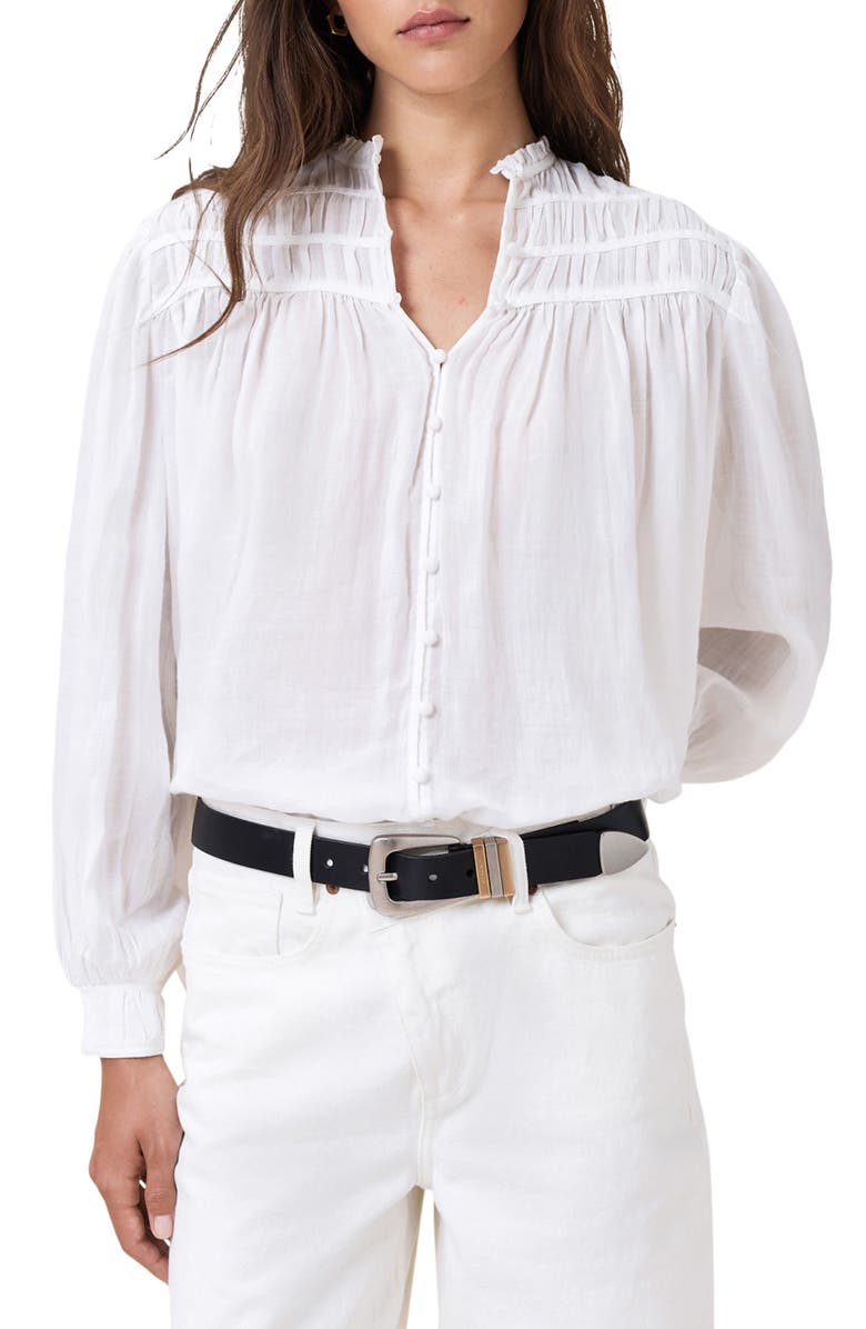 AllSaints Etti Gathered Yoke Button-Up Shirt, Main, color, 