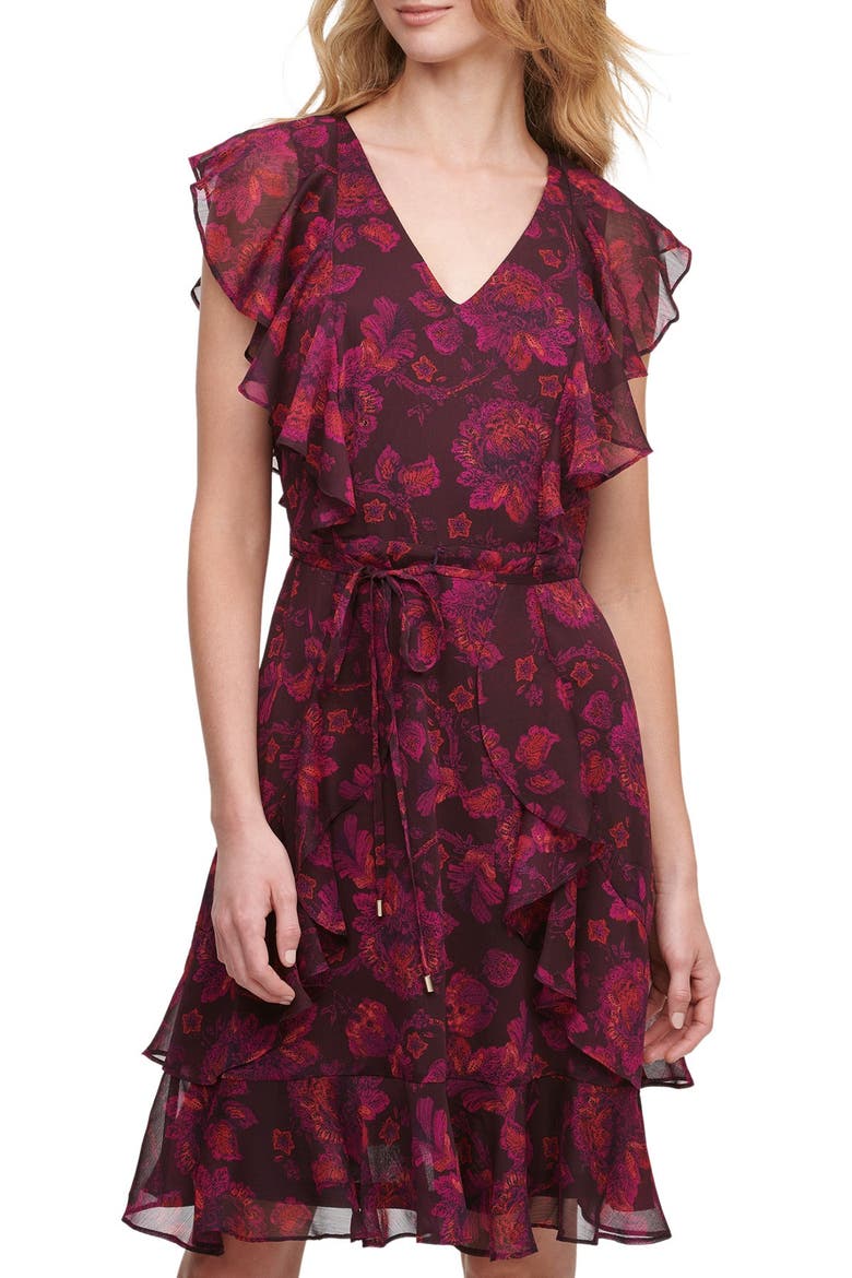 Colorful Mini Ruffle Dress Floral Ruffle Mini Dress (Women) | Nordstromrack