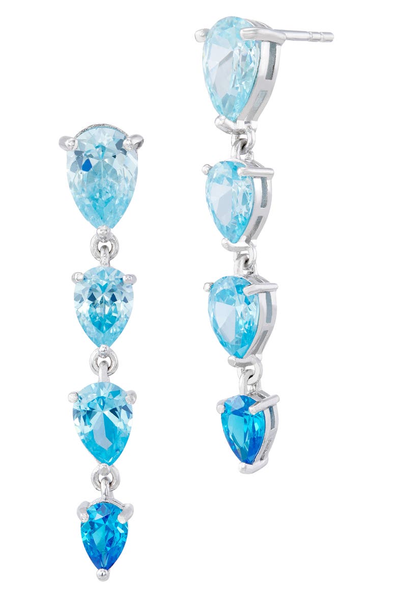 Graduated Pear Linear Drop Earrings, Main, color, BLUE