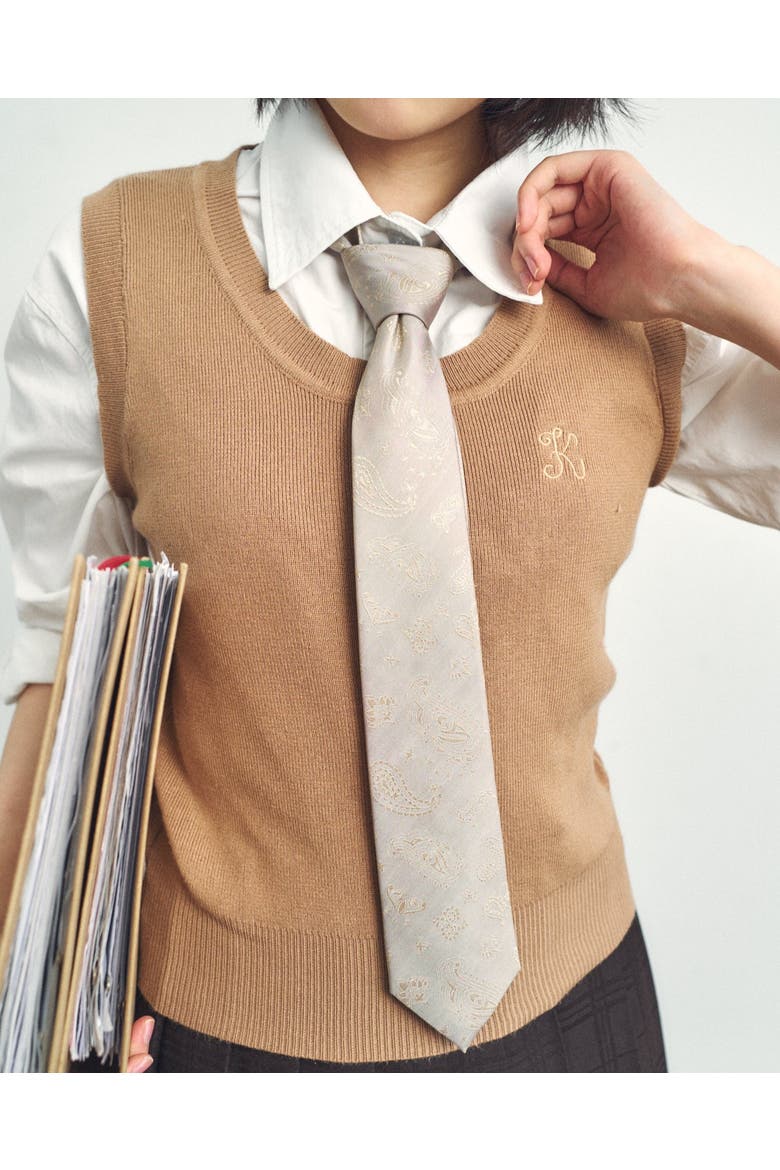 "Paisley" Silk Jacquard Tie, Alternate, color, Champagne