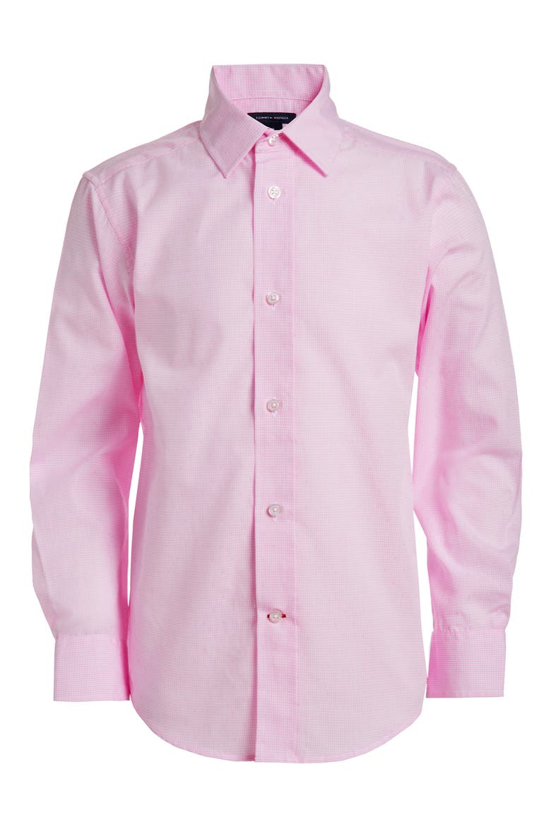 Kids' Cross Gingham Button-Up Shirt, Main, color, PINK