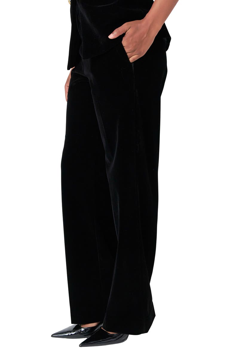Endless Rose High Waist Wide Leg Velvet Pants, Alternate, color, Black
