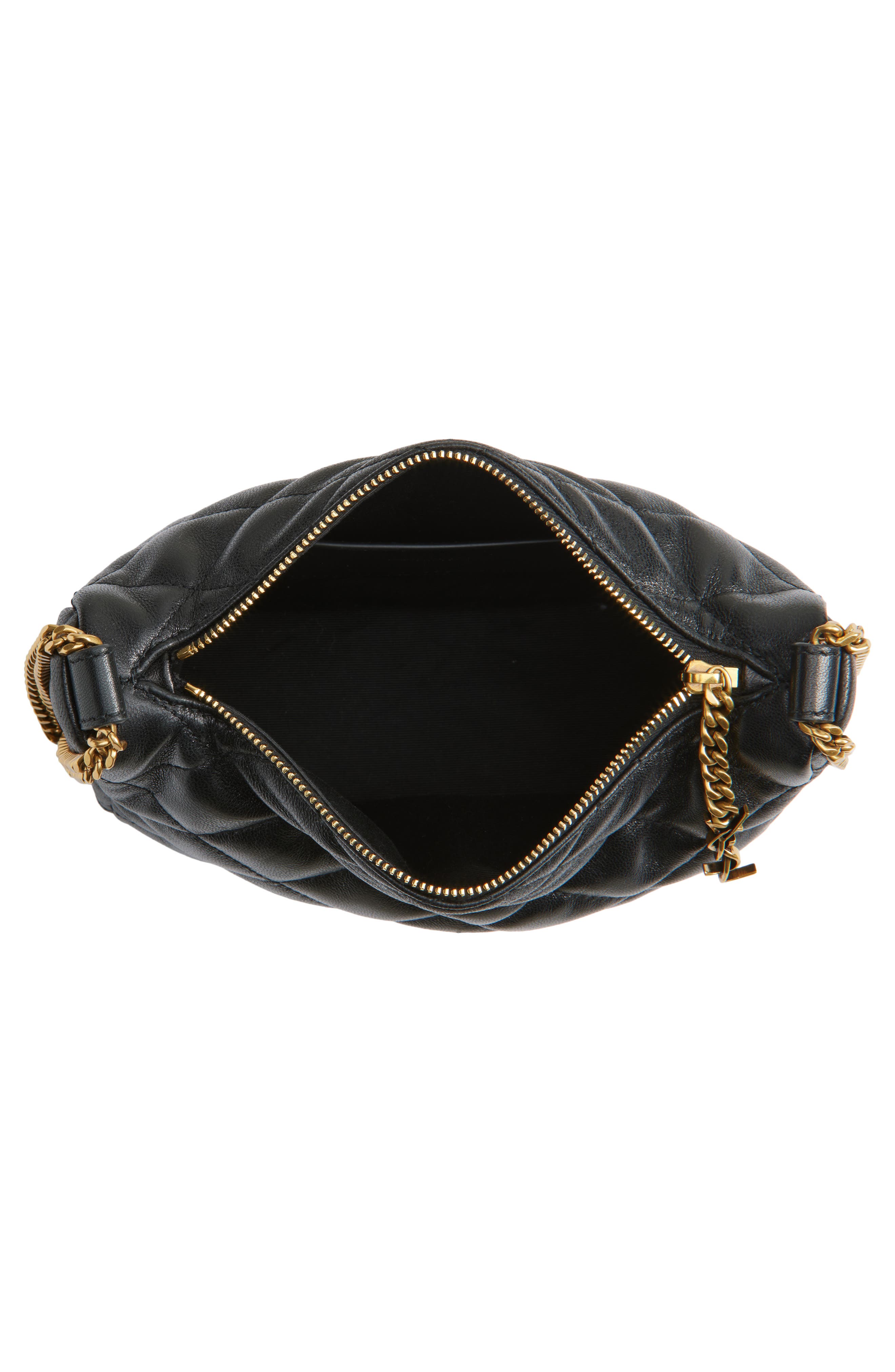 Saint Laurent Quilted Hobo Bag, Alternate, color, Noir