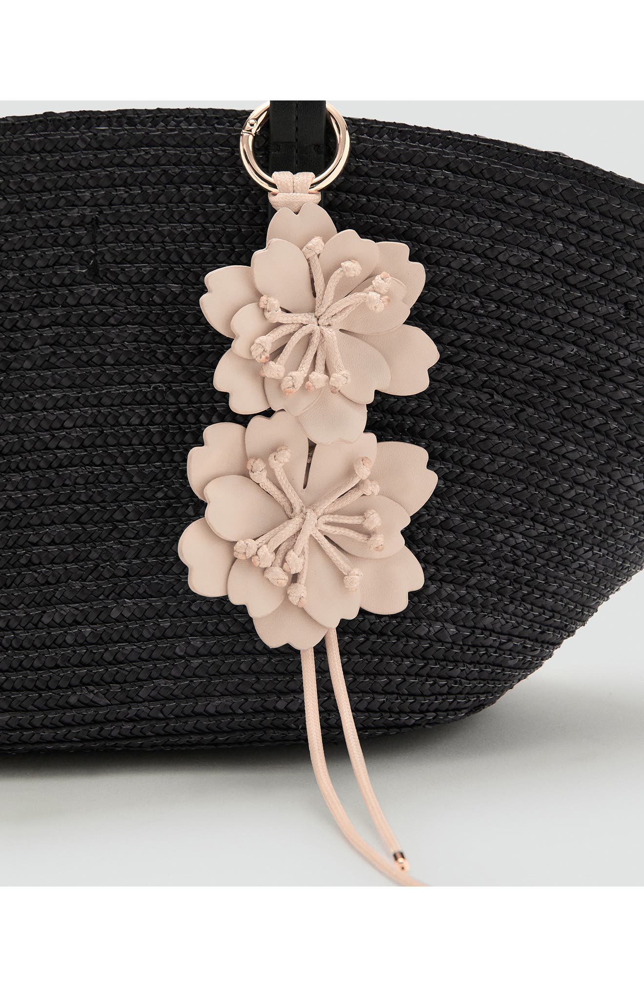 MANGO Medium Double Handle Natural Fiber Bag, Alternate, color, Black