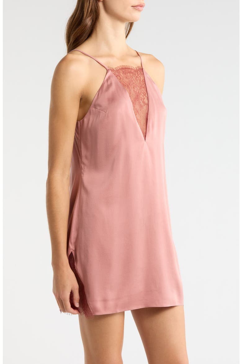 Lace Plunge Washable Silk Chemise, Alternate, color, BRAMBLED BLUSH/ MULLED MAPLE