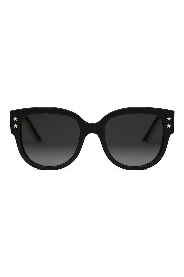'DiorPacific B2I 54mm Gradient Butterfly Sunglasses, Main, color, SHINY BLACK / GRADIENT SMOKE