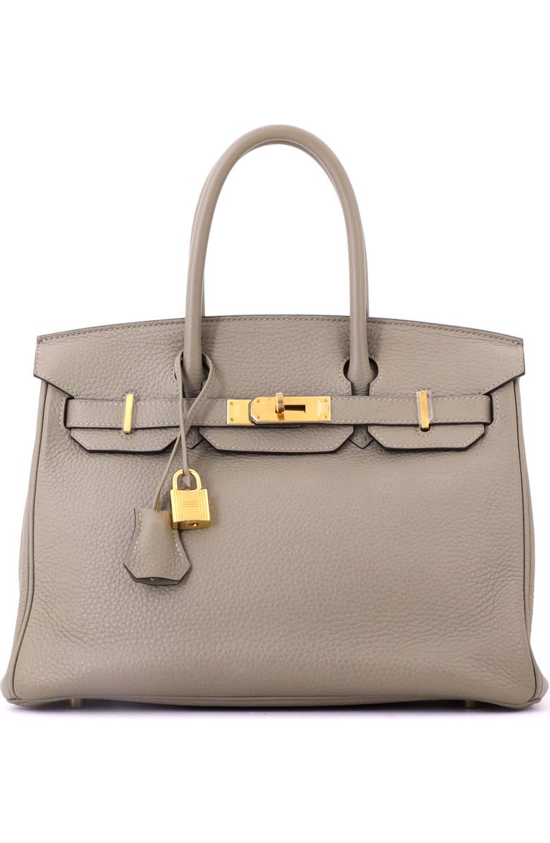 Pre-Owned Hermes Birkin Handbag Green Clemence with Gold Hardware 30, Main, color, Sauge