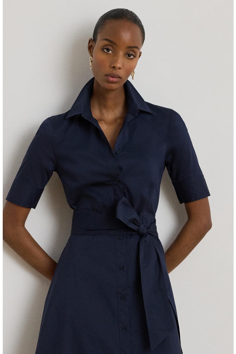 Finnbarr Belted Midi Shirtdress, Alternate, color, LAUREN NAVY BLUE