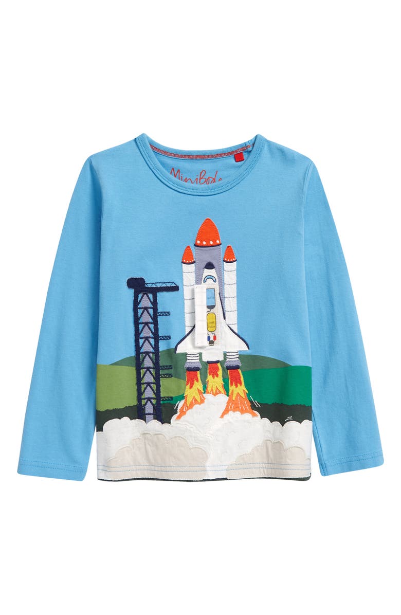 Mini Boden Kids' Space Shuttle Appliqué T-Shirt, Alternate, color, 