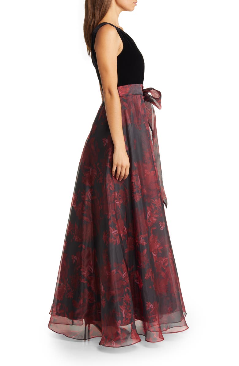 Eliza J Mixed Media Sleeveless Gown, Alternate, color, 