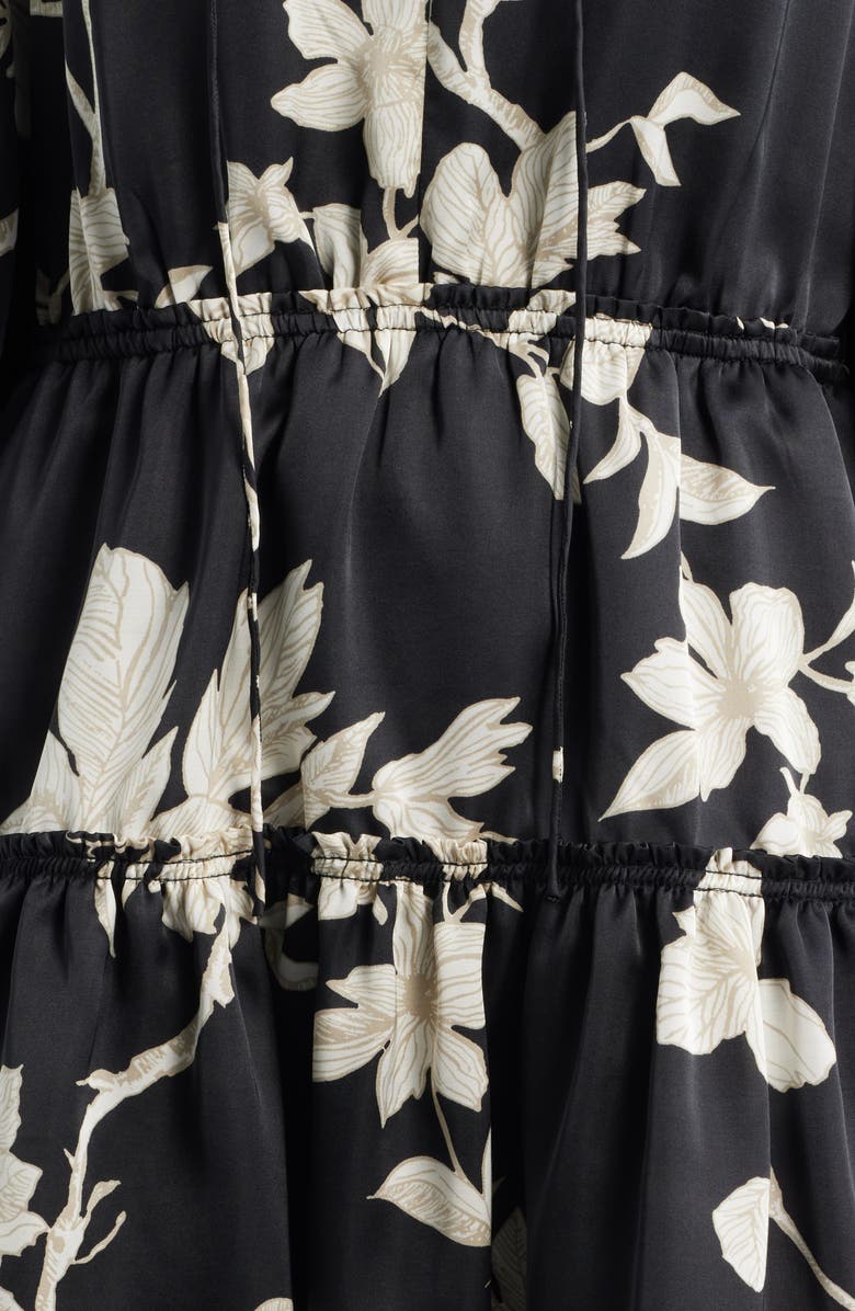 Chelsea28 Floral Long Sleeve Tiered Chiffon Minidress, Alternate, color, Black- Ivory Toile