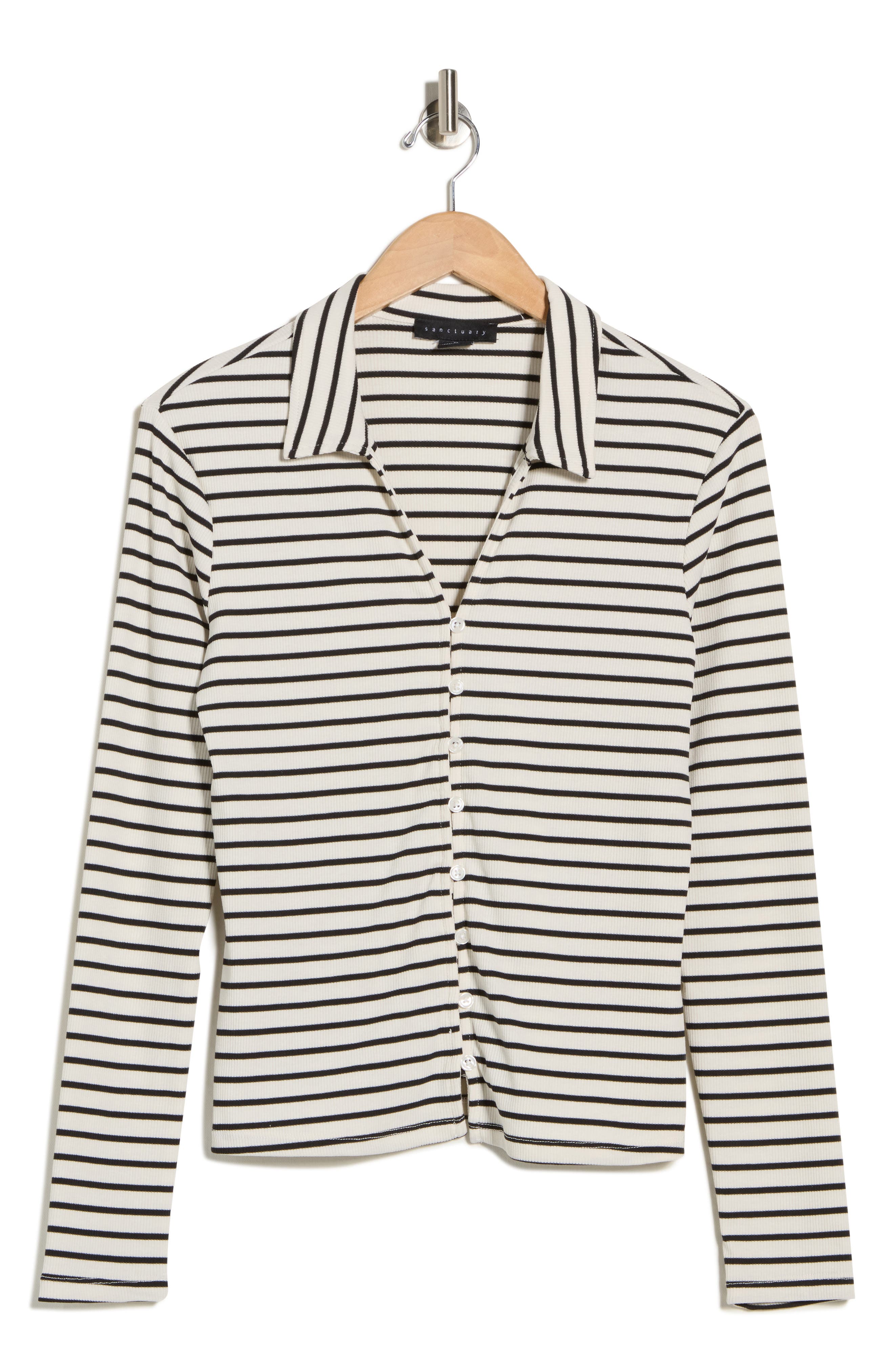 Sanctuary Collared Ribbed Knit Sweater