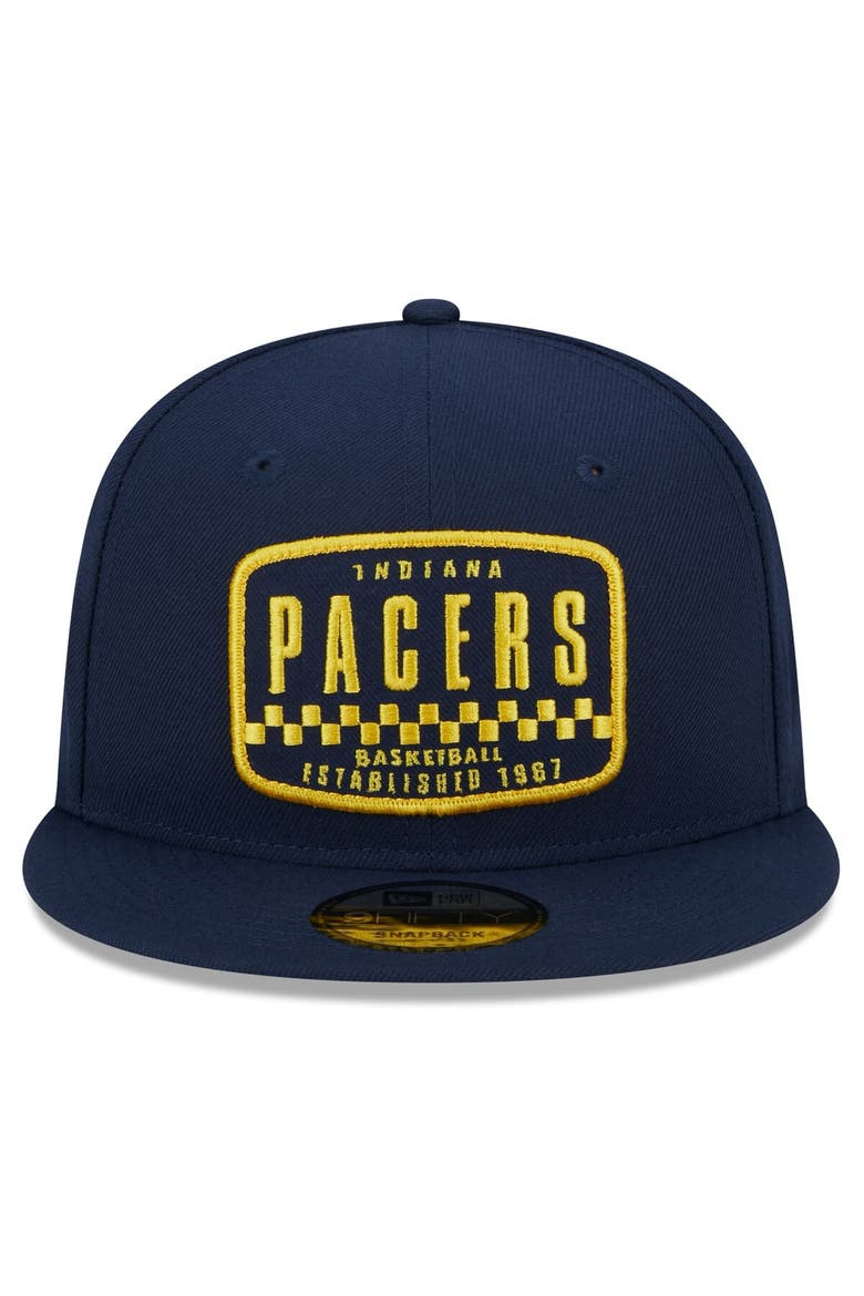 Men's New Era Navy Indiana Pacers  Rally Drive Finish Line Patch 9FIFTY Snapback Hat, Alternate, color, Navy