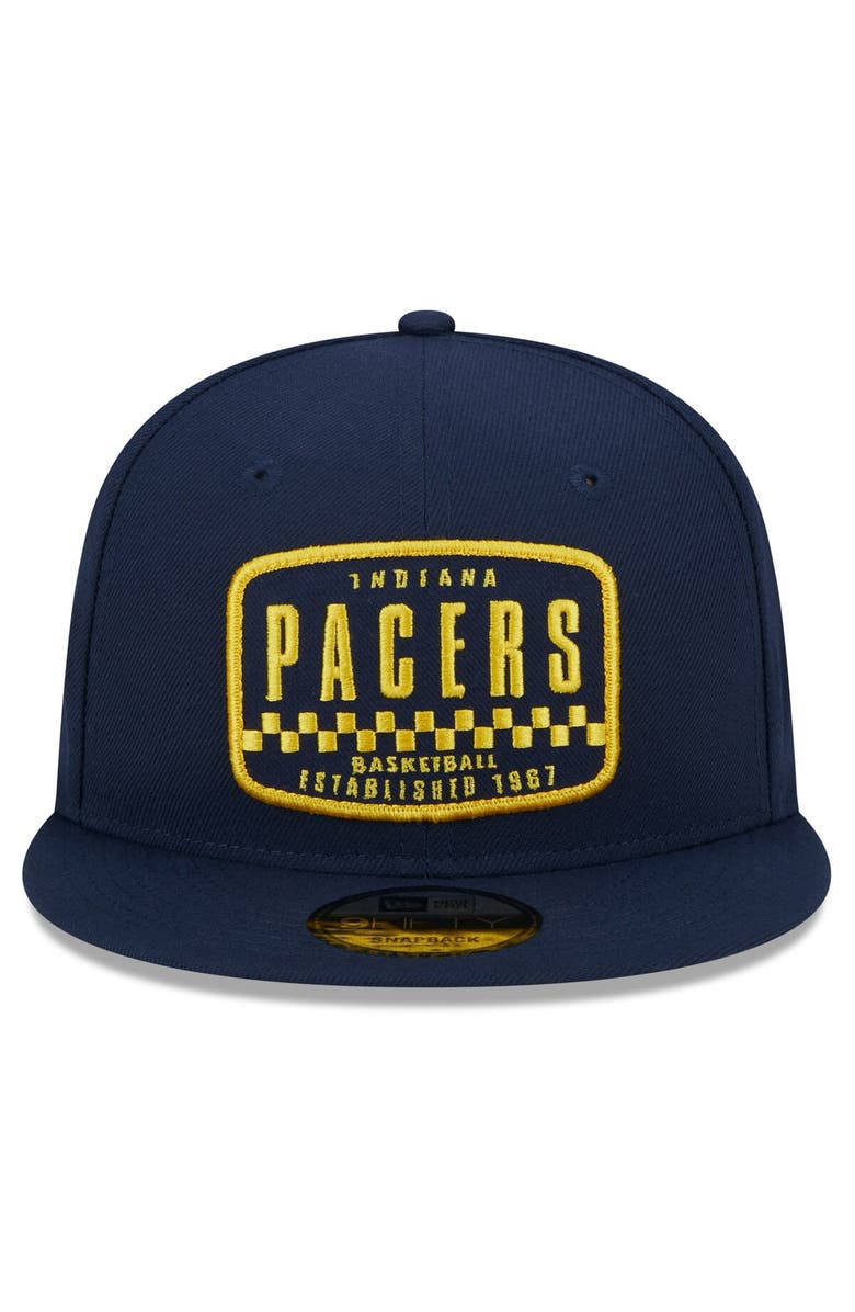 New Era Men's New Era Navy Indiana Pacers Rally Drive Finish Line Patch 9FIFTY Snapback Hat, Alternate, color,
