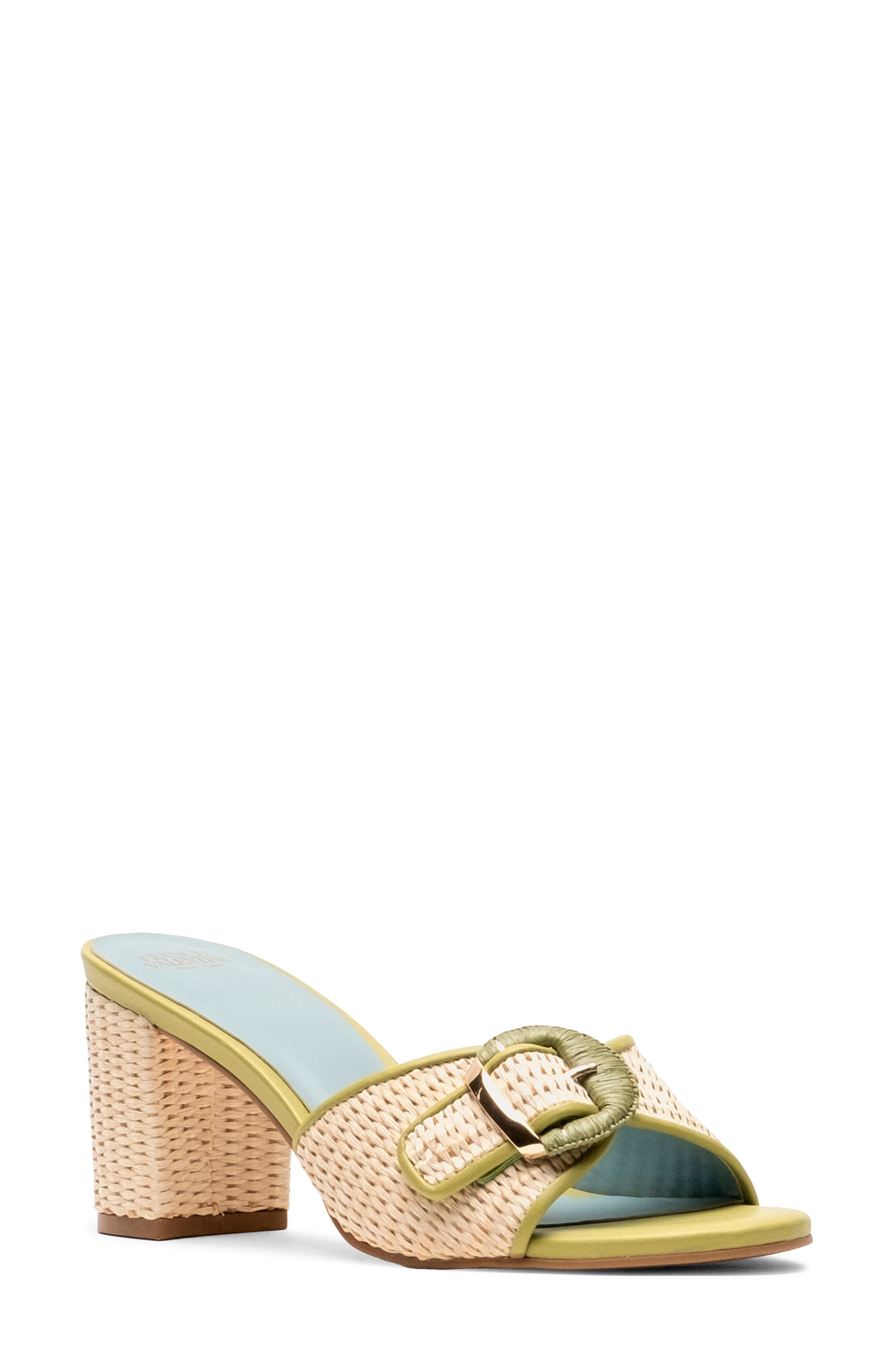 Frances Valentine Taylor Block Heel Sandal, Main, color, Natural/ Green