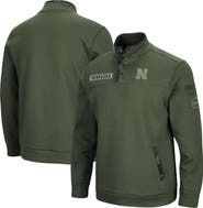 COLOSSEUM Men's Colosseum Olive Nebraska Huskers OHT Military Appreciation Digit Quarter-Snap Jacket