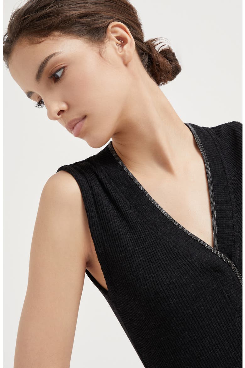 Ribbed jersey top, Alternate, color, Anthracite