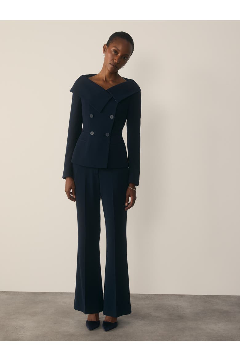 Lorelli Fold Collar Tailored Blazer, Alternate, color, Navy