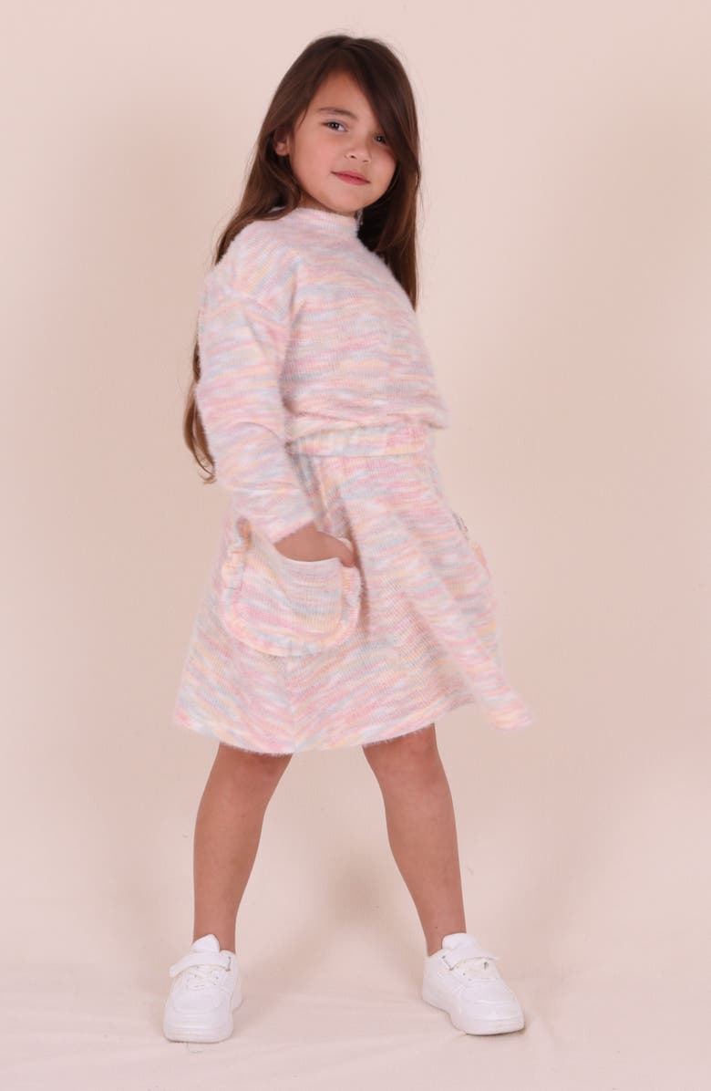 TINY TRIBE Kids' Frill Pocket Sweater Skirt, Alternate, color, Pink Multi