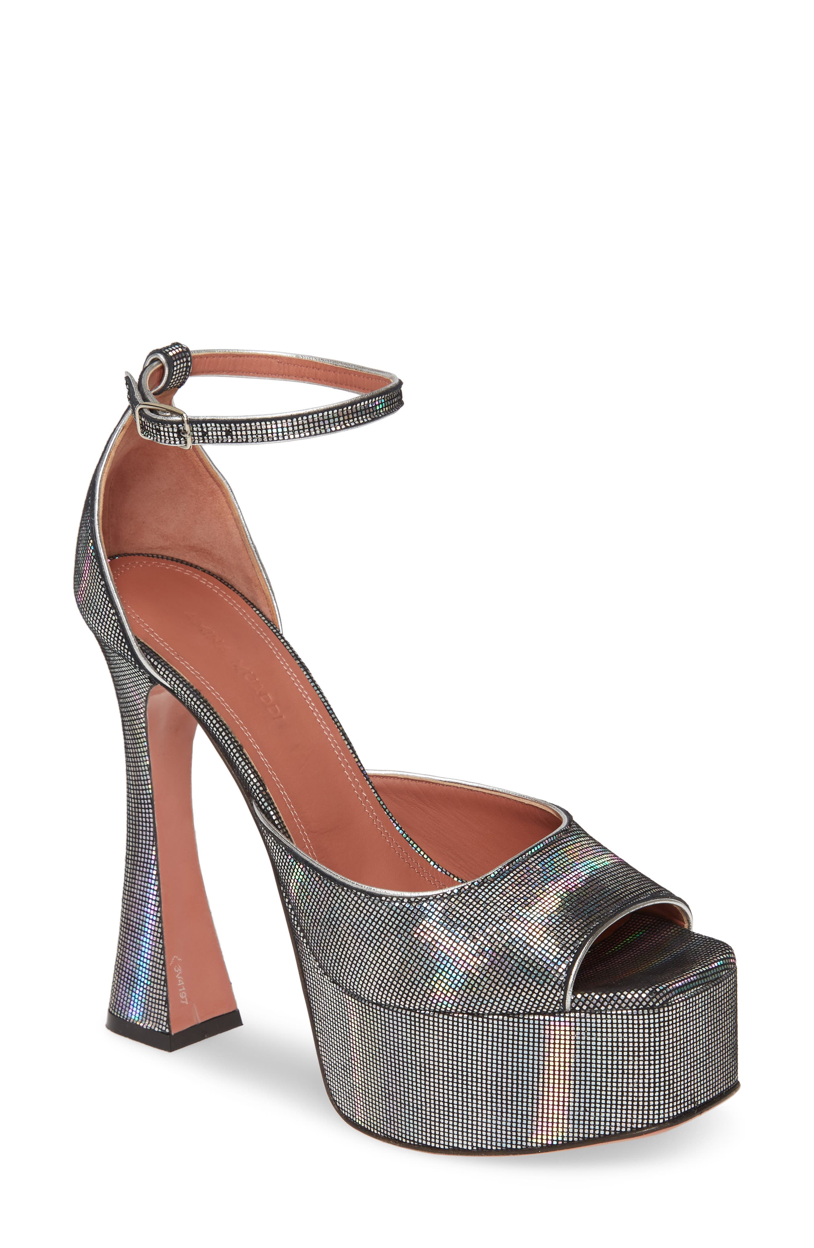 Amina Muaddi Bianca Platform Sandal, Main, color, 