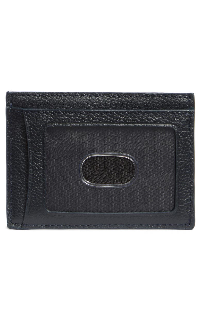 Johnston & Murphy Pebbled Leather Card Case, Alternate, color, Navy