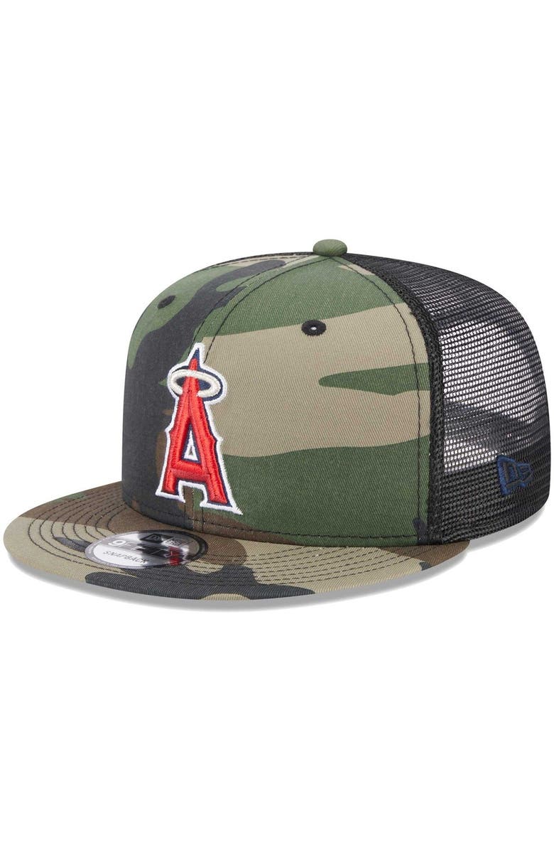 New Era Men's New Era Camo Los Angeles Angels Trucker 9FIFTY Snapback Hat, Main, color, 