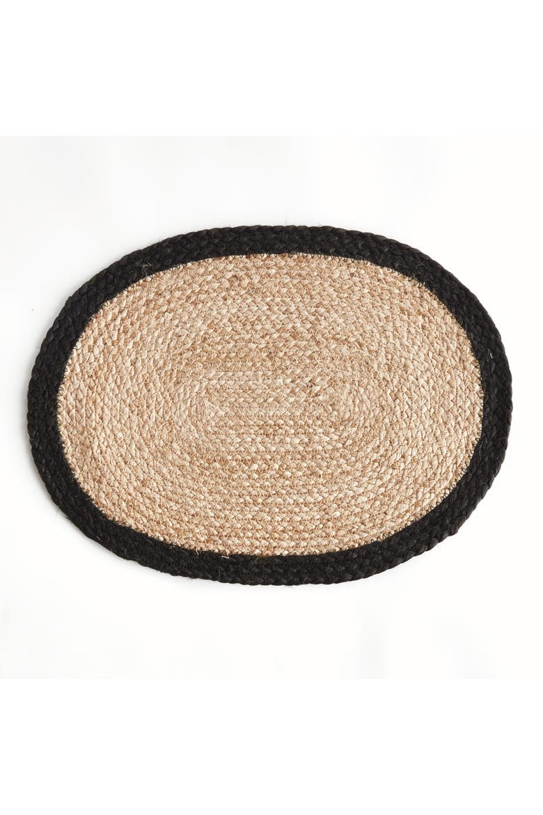 Jute Coil Oval Placemats, Set of 8 - Natural/Black Jute, Alternate, color, Black