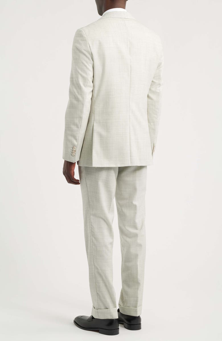 BOSS Huge Slim Fit Tan & Grey Microcheck Virgin Wool Suit, Alternate, color, Open Grey