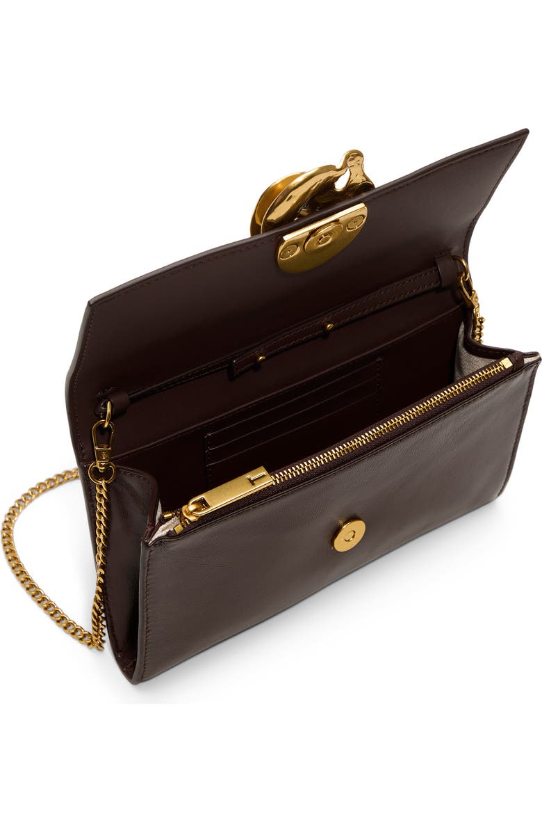 Ted Baker London Kira Rose Leather Clutch, Alternate, color, Dark Brown