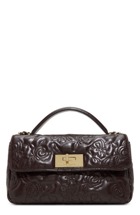 Lia Faux Leather Rose Quilted Crossbody Bag