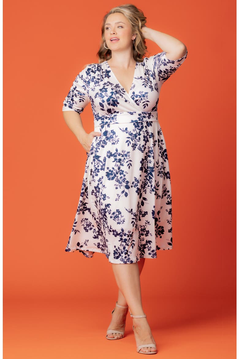 Gabriella Print Jersey A-Line Dress, Alternate, color, IVORY FLORALS
