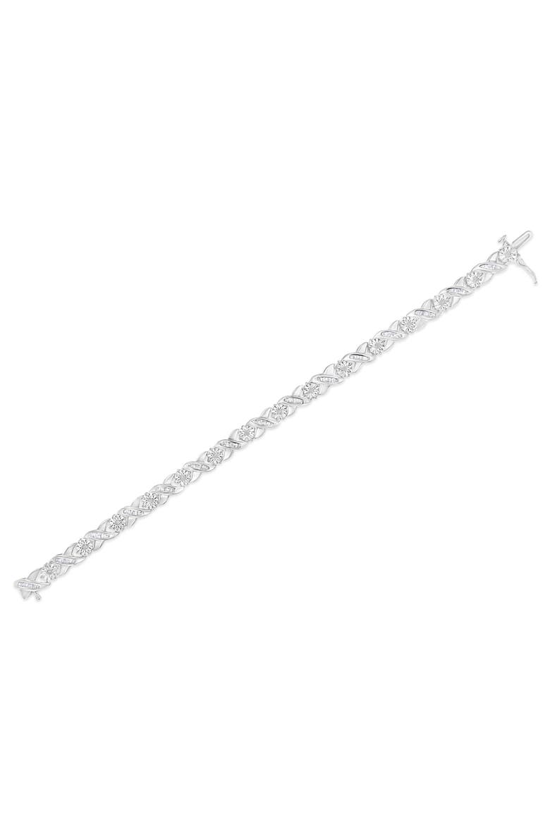 Silver 1.0 Cttw Diamond Miracle-Set X-Link Tennis Bracelet, Alternate, color, White